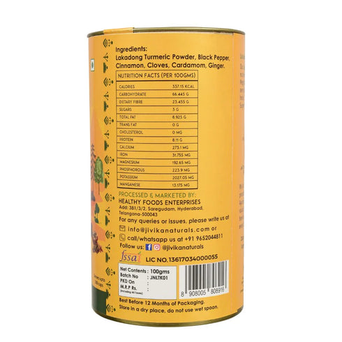 Jivika Naturals Lakadong Turmeric Haldi Kadha Latte Spice Mix